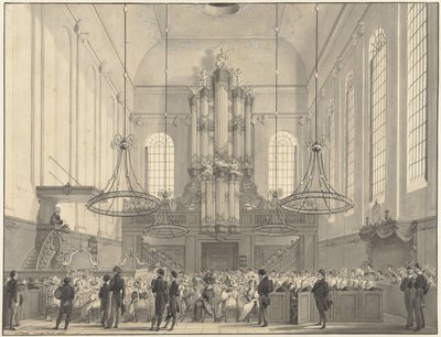 Prof. Dr. van der Palm predicando en la iglesia luterana de La Haya para la familia real, 1828 de Johannes Hari (I)