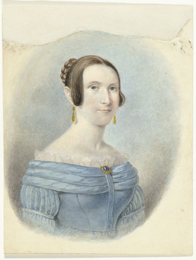 Mujer con vestido azul, con pendientes de oro de Johannes Hari (I)