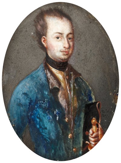 Retrato del rey Carlos XII de Suecia (1682-1718) - Obra de Johannes Heinrich Moeller (1814-1885), gouache sobre porcelana de Johannes Heinrich Möller