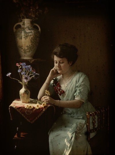 Mujer con flores de Johannes Hendrikus Antonius Maria Lutz