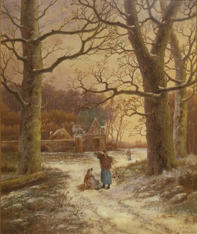 Reuniendo leña de invierno de Johannes Hermann Barend Koekkoek