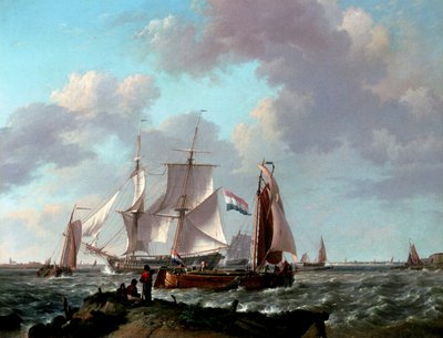 Barcos cerca de la costa, 1831 de Johannes Hermann Barend Koekkoek
