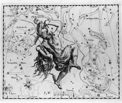 La constelación Perseo. Placa extraída de “Firmamentum Sobiescanum sive Uranographia” de Johannes Hevelius de Johannes Hevelius