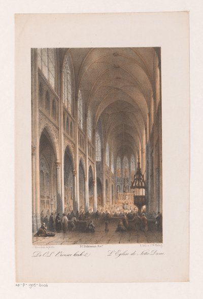 Interior de la iglesia Onze Lieve Vrouwe en Amsterdam La Iglesia de Nuestra Señora (título sobre el objeto) de Johannes Hilverdink