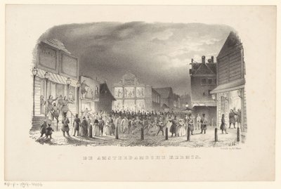 Feria en el Botermarkt de Amsterdam La Feria de Ámsterdam (título sobre el objeto) de Johannes Hilverdink