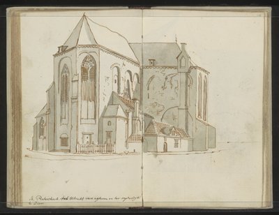 Derecha y reverso de la Pieterskerk en Utrecht de Johannes Huibert Prins