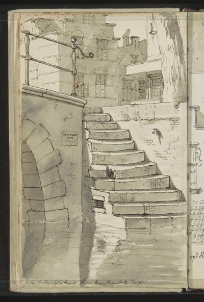 Escaleras al canal en Koorstraat en Delft de Johannes Huibert Prins