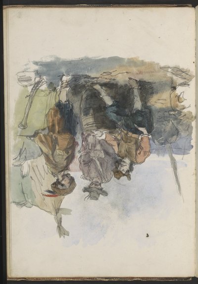 Tres hombres en un muelle de Johannes Huybertus van Hove Bzn