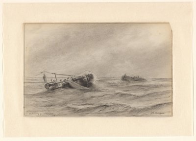 Barcos de pesca en el mar de Johannes Huygens (signed by artist)