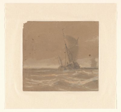 Zeilend vissersschip de Johannes Huygens (signed by artist)