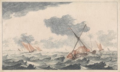 planchando la vela Barcos en el mar (serie A) (título de la serie) de Johannes Jacobsz van den Aveele (attributed to)