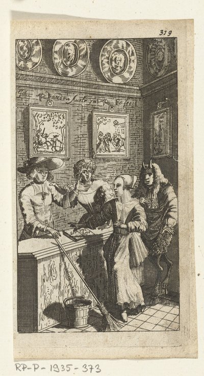 El diablo fingido Ilustración de libros para Simon de Vries, Seven Duyvelen gobernando y sirviendo a Hedendaeghsche Dienstmaegden, Amsterdam, 1682 de Johannes Jacobsz van den Aveele