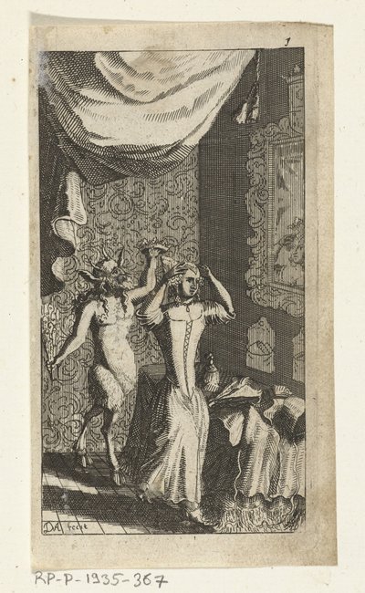 el diablo orgulloso Ilustración de libros para Simon de Vries, Seven Duyvelen gobernando y sirviendo a Hedendaeghsche Dienstmaegden, Amsterdam, 1682 de Johannes Jacobsz van den Aveele