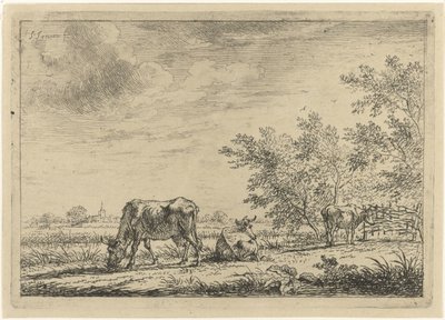 Tres vacas en un prado de Johannes Janson