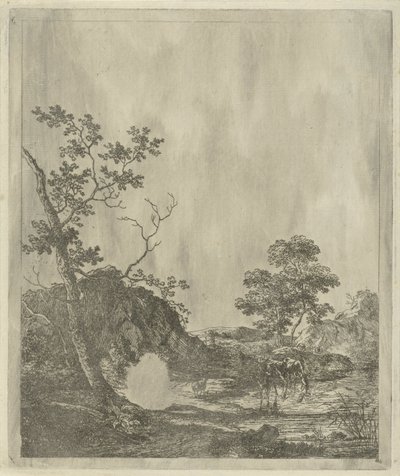 paisaje con ganado en el río de Johannes Janson