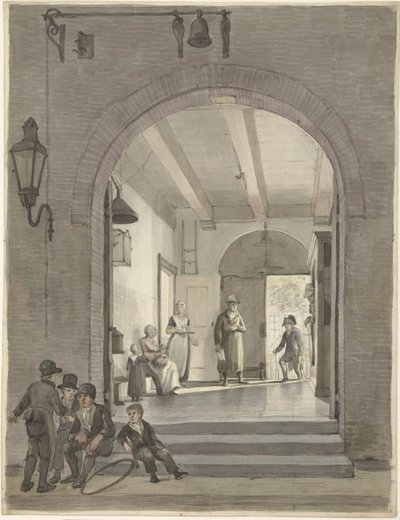 La entrada a la Casa del Diácono y del Esposo de la Congregación Evangélica Luterana en Nieuwe Keizersgracht de Johannes Jelgerhuis