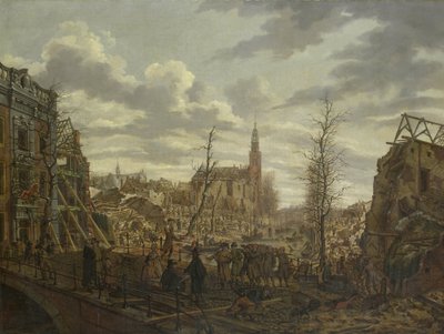 El Rapenburg, Leiden, tres días después de la explosión de un polvorín el 12 de enero de 1807 de Johannes Jelgerhuis