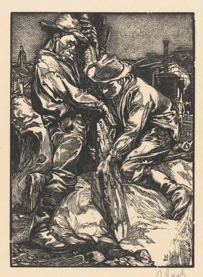 Trabajadores de la construcción que realizan trabajos de pilotaje de Johannes Josephus Aarts (signed by artist)