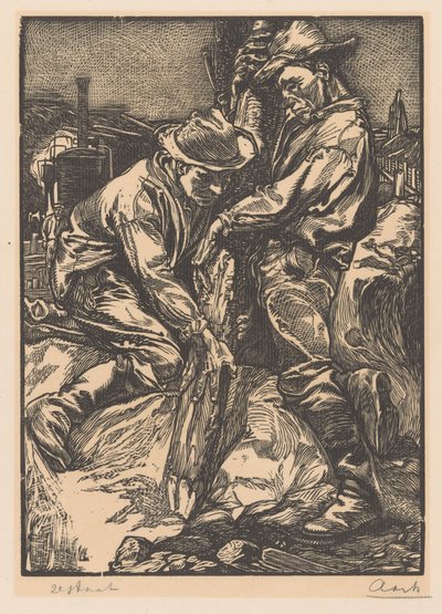 Trabajadores de la construcción que realizan trabajos de pilotaje de Johannes Josephus Aarts (signed by artist)