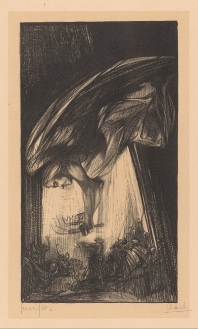 Ángel sobre una multitud de personas de Johannes Josephus Aarts (signed by artist)