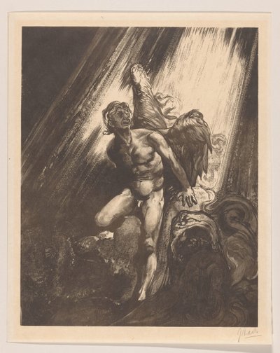 Ángel caído apoyado en una roca de Johannes Josephus Aarts (signed by artist)