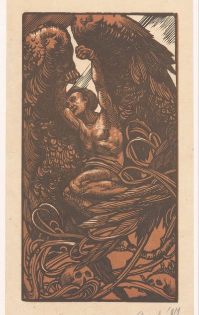 Mujer alada con calaveras de Johannes Josephus Aarts (signed by artist)