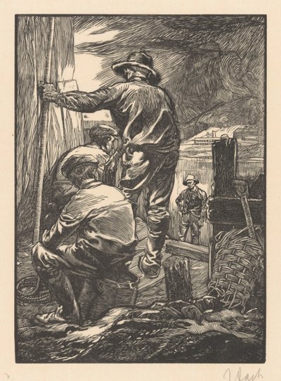 Cuatro trabajadores junto al agua de Johannes Josephus Aarts (signed by artist)