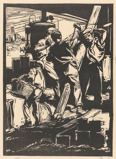 Cuatro trabajadores del dique de Johannes Josephus Aarts (signed by artist)