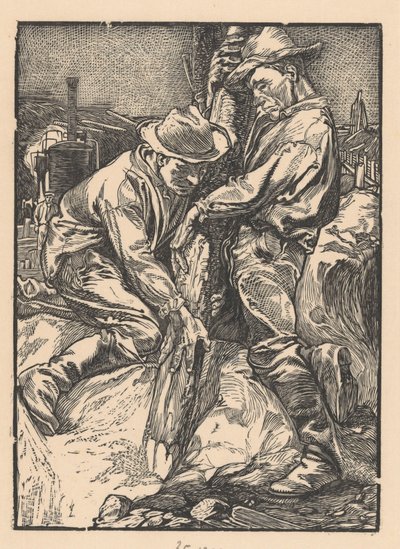 Trabajadores de la construcción que realizan trabajos de pilotaje de Johannes Josephus Aarts