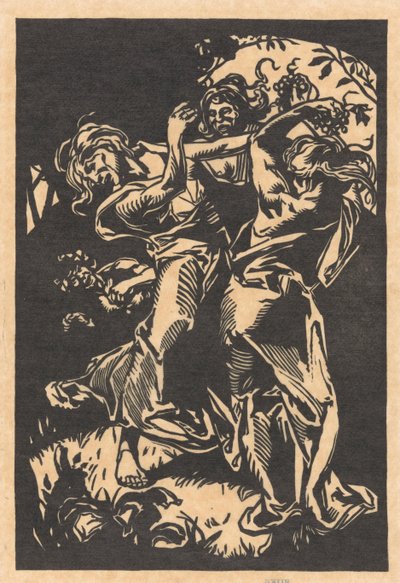 Mujeres bailando con racimos de uvas y sátiros de Johannes Josephus Aarts