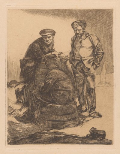 Tres trabajadores con gorra de Johannes Josephus Aarts