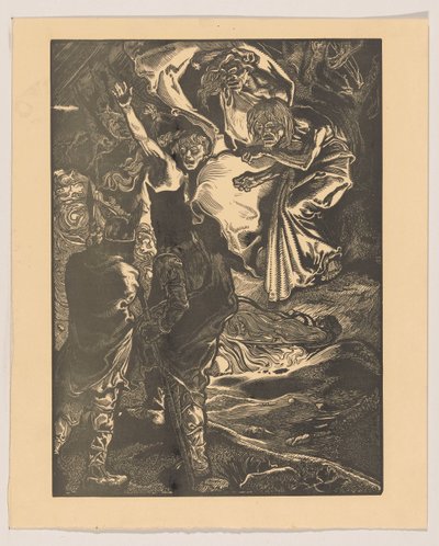 Macbeth y Banquo se encuentran con las tres brujas de Johannes Josephus Aarts