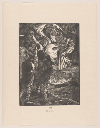 Macbeth y Banquo se encuentran con las tres brujas de Johannes Josephus Aarts