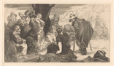 Hombres, mujeres y niños junto a un árbol de Johannes Josephus Aarts