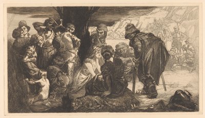 Hombres, mujeres y niños junto a un árbol de Johannes Josephus Aarts