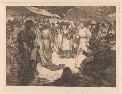 Escena de mercado con hombres y mujeres de Johannes Josephus Aarts