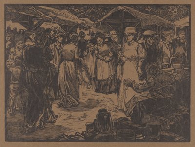 Escena de mercado con hombres y mujeres de Johannes Josephus Aarts