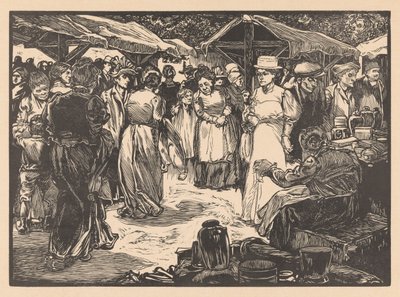 Escena de mercado con hombres y mujeres de Johannes Josephus Aarts