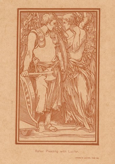 Raphael trata de hacer entrar en razón a Lucifer
Rafael suplicando a Lucifer (título en el objeto) de Johannes Josephus Aarts