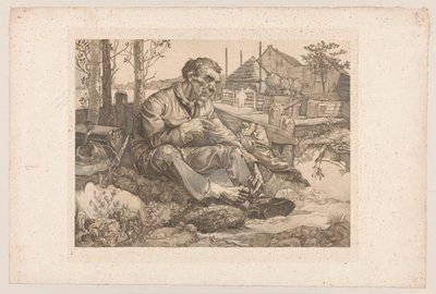 Hombre descansando cerca de la granja de Johannes Josephus Aarts