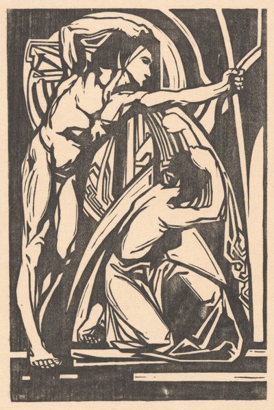 Hombre de pie y mujer arrodillada de Johannes Josephus Aarts