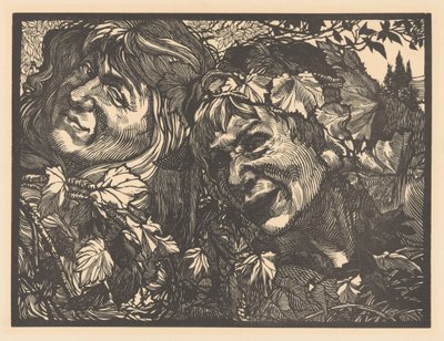 Dos bacantes rodeados de hojas de parra de Johannes Josephus Aarts