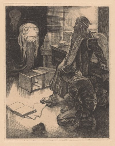 Dos hombres y un monstruo en un estudio de Johannes Josephus Aarts