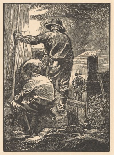 Cuatro trabajadores junto al agua de Johannes Josephus Aarts