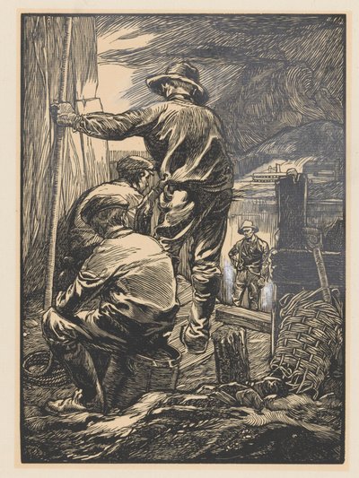 Cuatro trabajadores junto al agua de Johannes Josephus Aarts