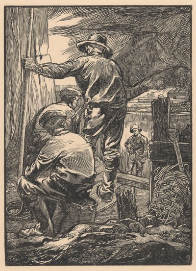 Cuatro trabajadores junto al agua de Johannes Josephus Aarts