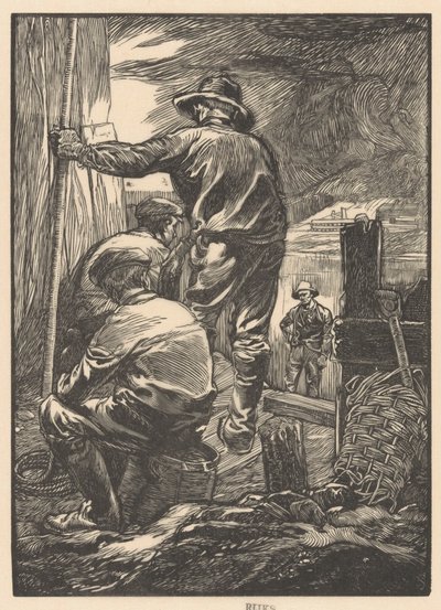 Cuatro trabajadores junto al agua de Johannes Josephus Aarts