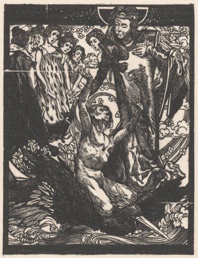 Figuras femeninas con el hombre en la espalda del pájaro de Johannes Josephus Aarts