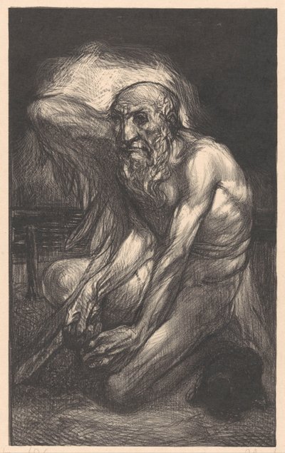 Hombre sentado, con barba y alas de Johannes Josephus Aarts