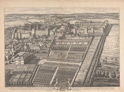 Perspectiva de la casa de Windsor, propiedad de Su Gracia Charles Beauclerck de Johannes Kip